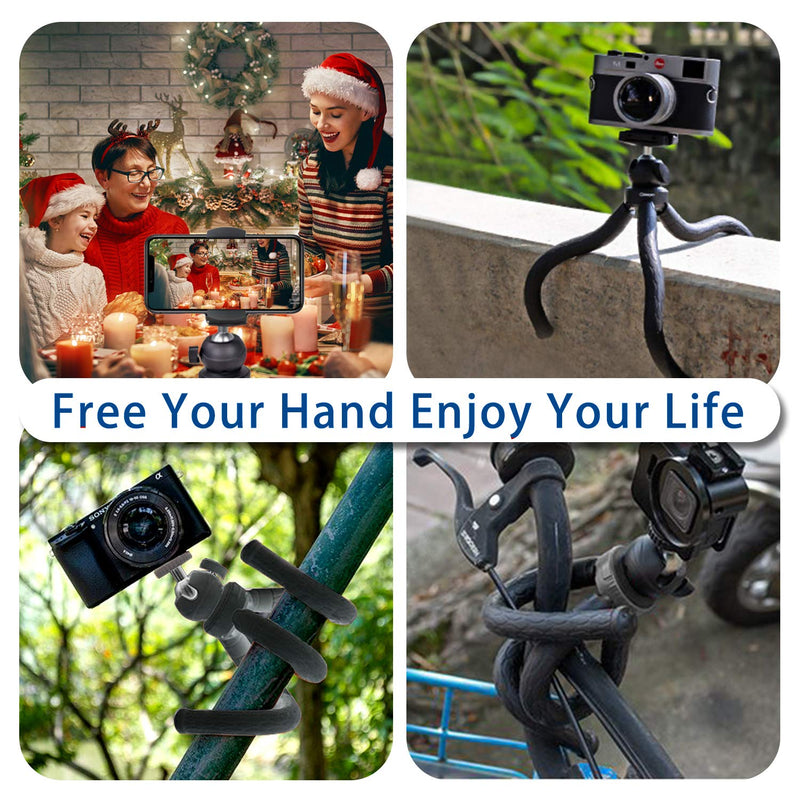 Phone Tripod Flexible Octopus Travel Tripod for iPhone,Android,GoPro, DSLR,IPAD, Action Camera,with Wireless Remote Shutter, 2 in 1 Universal Cell Phone/Tablet Holder (Black)