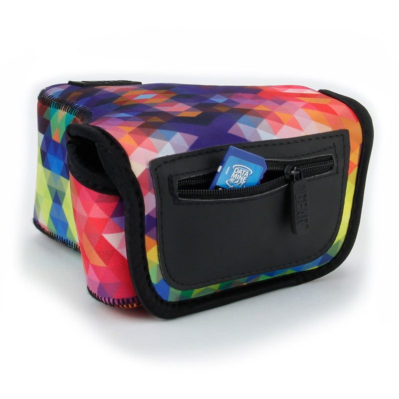 USA GEAR DSLR Camera Sleeve (Geometric) with Neoprene Protection, Holster Belt Loop and Accessory Storage - Compatible with Nikon D3100, Canon EOS Rebel SL2, Pentax K-70 and More Geometric