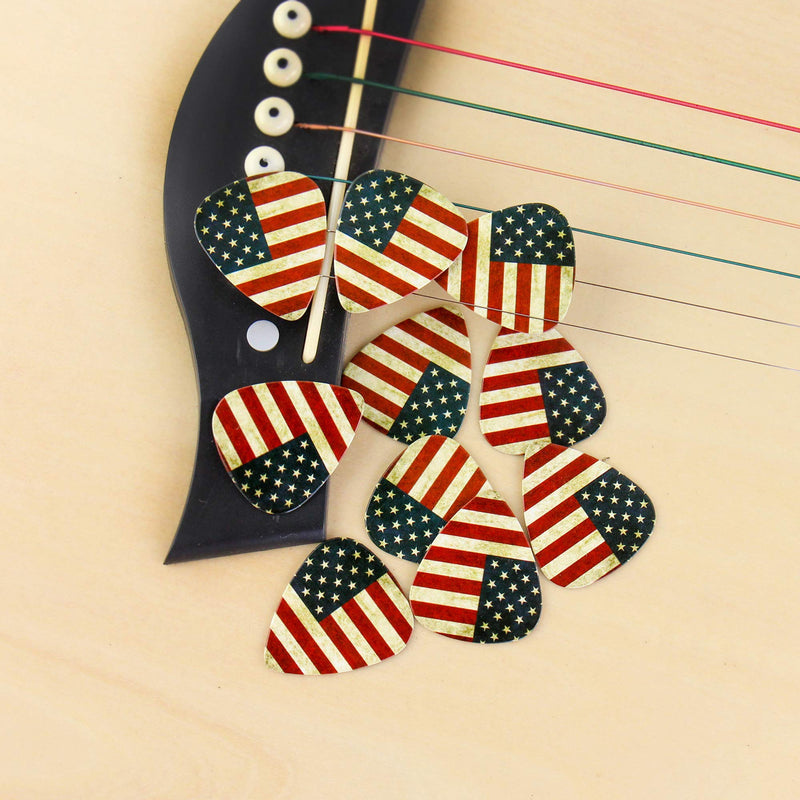 10-pack 0.71mm Stylish Colorful Celluloid Guitar Picks Plectrums for Guitar Bass (10-American Flag) 10-American Flag