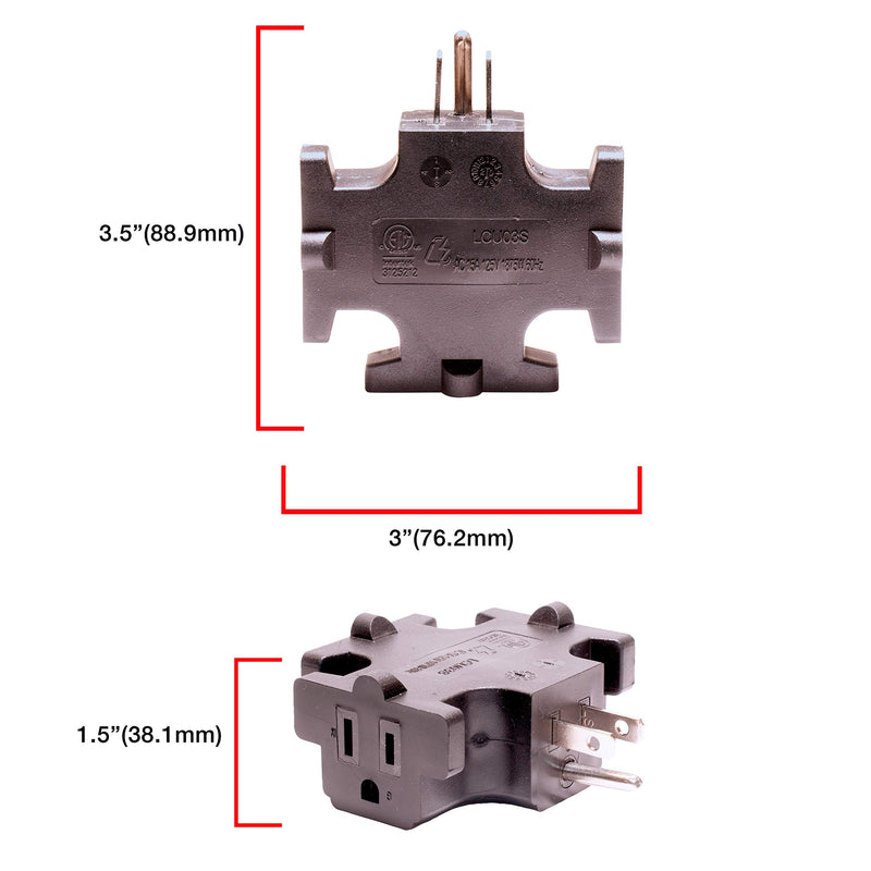 [AUSTRALIA] - ADJ Products Black Triple tap one Male 3 Edison Female Adaptor (EC3FER) 1 Pack 