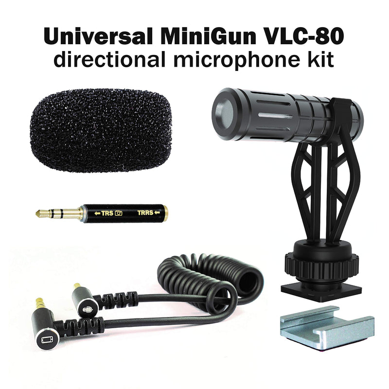 MiniGun Directional Video Microphone DREAMGRIP VLC-80, fine-Tuned for 1-3ft. Distance Voice Capture with iPhone and Android, DSLR, incl. Extra Universal Gimbal Mount for DJI, Zhiyun, Other Gimbals