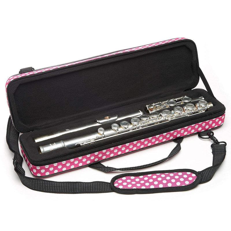 Flute Case - Beaumont C-Foot Flute Case- Lightweight Canvas - Pink Polka Dot