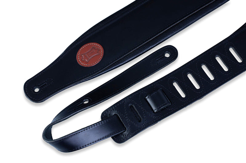 Levy's Leathers MSS1-BLK Veg-Tan Leather Guitar Strap, Black