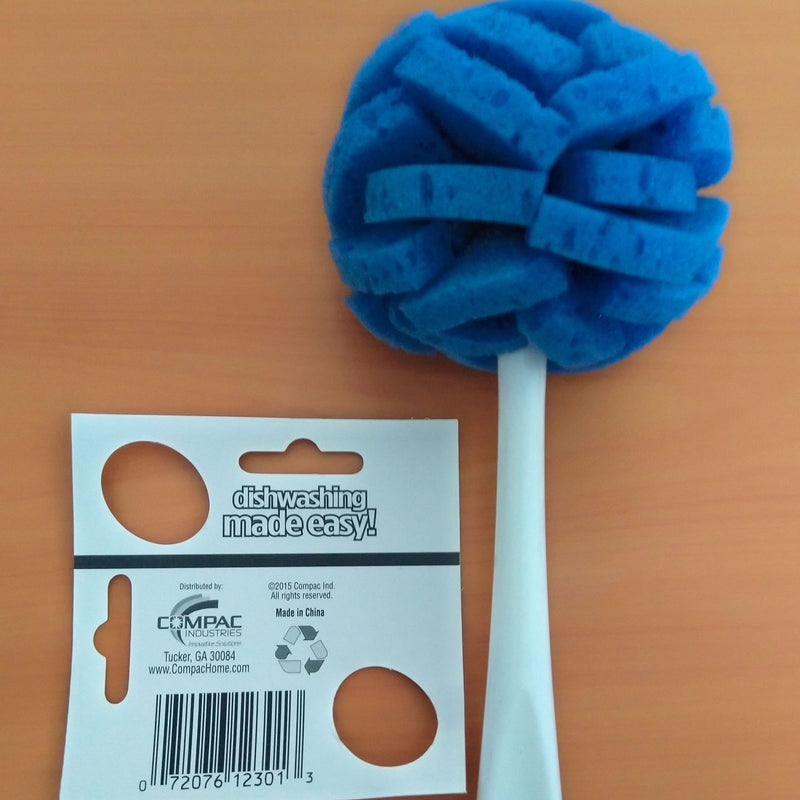 Compac’s Dish Wand China Scrubbing Sponge Cleans Your Dishes Glassware Like Magic Unique Round Ball Shape for 360 Degree Gentle Cleaning, 6 Count, (Pack of 6)