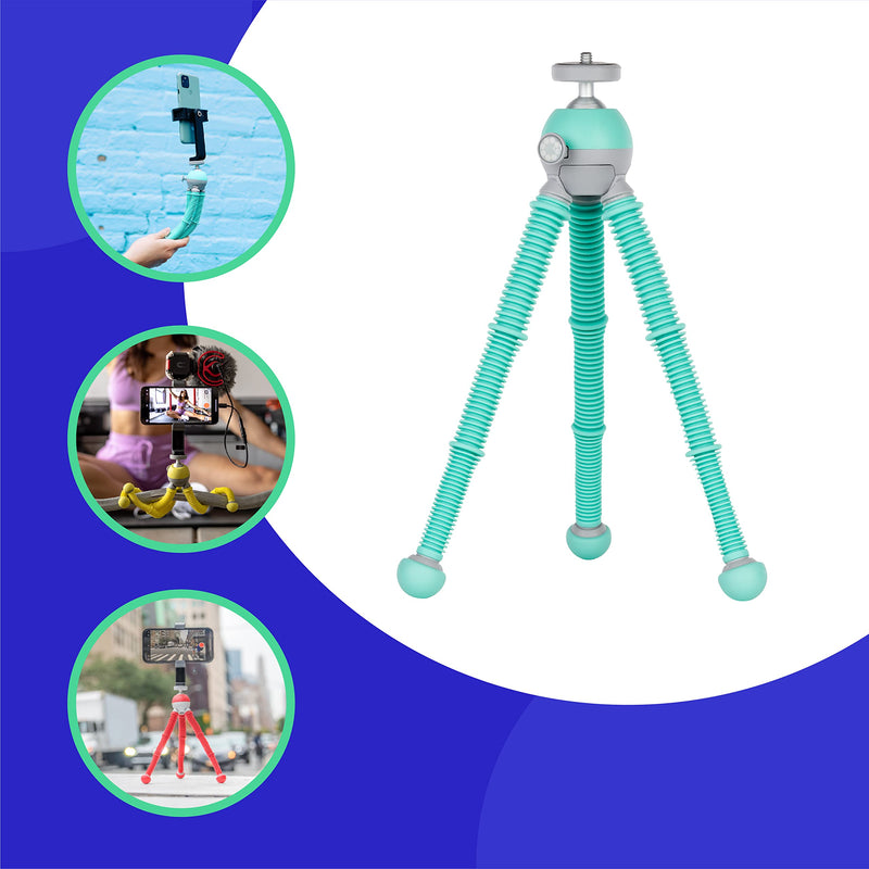 JOBY PodZilla Medium Kit, Flexible Tripod with Ball Head Included and GripTight 360 Phone Mount, for Smartphones and Compact Mirrorless Cameras or Devices up to 1 Kg, Blue Medium Kit Teal