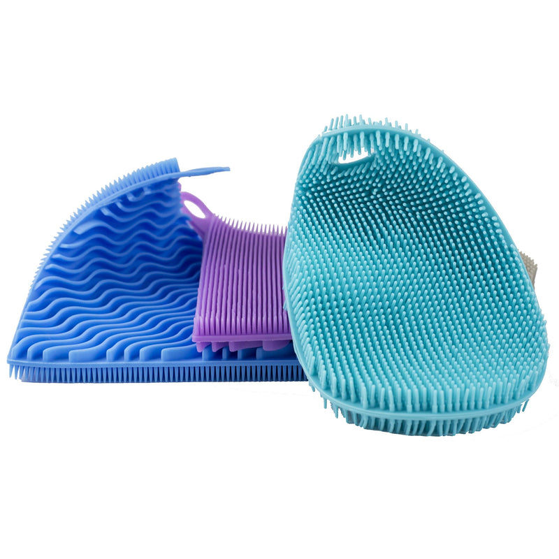 Silicone Dish Sponge Dish Scrubber [4 Pack] – 4 Dual-Sided, Food Grade Silicone Sponges for Dishes and Housecleaning with Silicone Scrubber Side and Silicone Sponge Side – BPA Free Kitchen Sponges