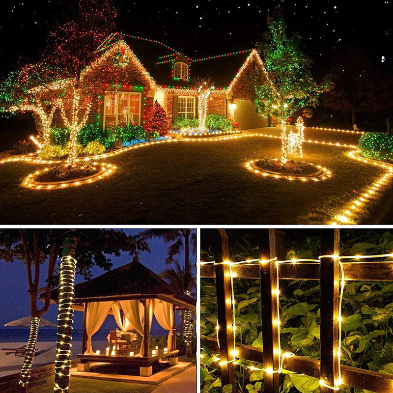 RcStarry 30M 300 LED Rope Lights, 8 Modes, Timer, Remtoe, Plug in Indoor Outdoor String Lights, Warm White, IP65 Waterproof Fairy Lights for Garden, Patio, Deck, Landscape Lighting, Bedroom and More 100ft-Plug In