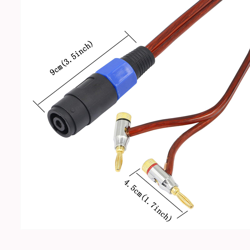 Speakon to Banana Speaker Cable, Banana to Speakon Male Speaker Wire Audio Adapter Amplifier Connection Cord for DJ/PA with Twist Lock (Speakon Female to Banana) Speakon Female to Banana
