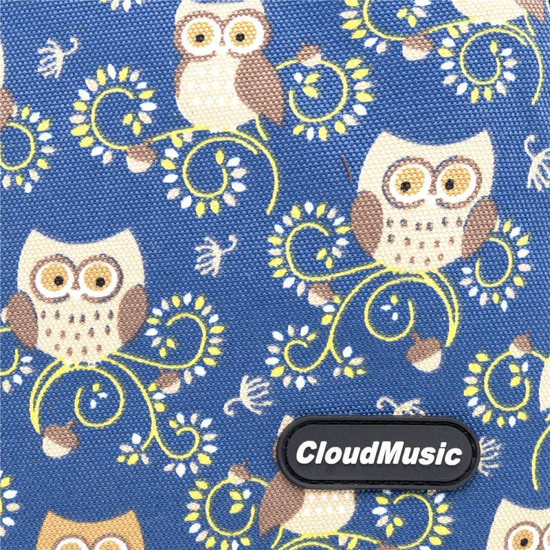 CLOUDMUSIC Owl Ukulele Backpack Hawaiian Ukulele Case (Soprano, Owl In Blue) Soprano