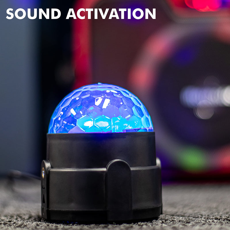 Disco Lights – Party Light Ball Projector with Sound Activation & Remote Control – 3W USB Powered (1M Cable), RGB Sensory LED with Speaker, 7 Lighting Modes for Kids Birthdays, Family Gathering