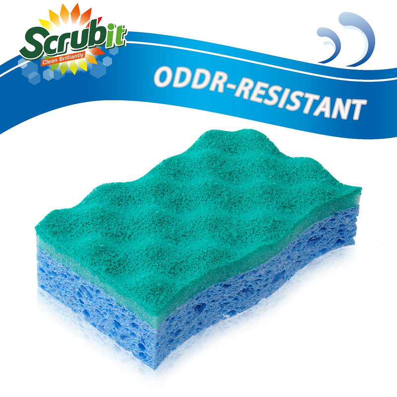 [AUSTRALIA] - SCRUBIT Multi-Use Scrub Sponge – Non-Scratch Kitchen Sponges for Dishes, Pots and Pans - Heavy Duty & Odor Free Rippled Scrubbing Pad, Designed for Tough Cleaning Jobs 12 Count 
