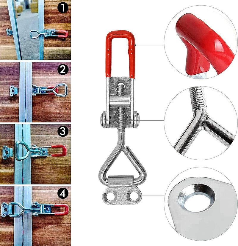 [AUSTRALIA] - 2PC 304 Stainless Steel Adjustable Lever Handle Lock Hasp Cabinet Box Latches Quick Release Toggle Latch Clamp Clasp Toolbox Case Hasp Hardware With Screws (Large) 