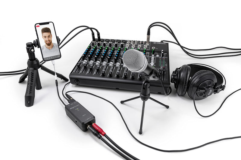 IK Multimedia iRig Stream SOLO audio interface for iOS & Android devices, iPhone, iPad, with 1/8" TRRS jack & 2 RCA, connects directly to mixers & Dj decks IP-IRIG-STREAMSL-IN