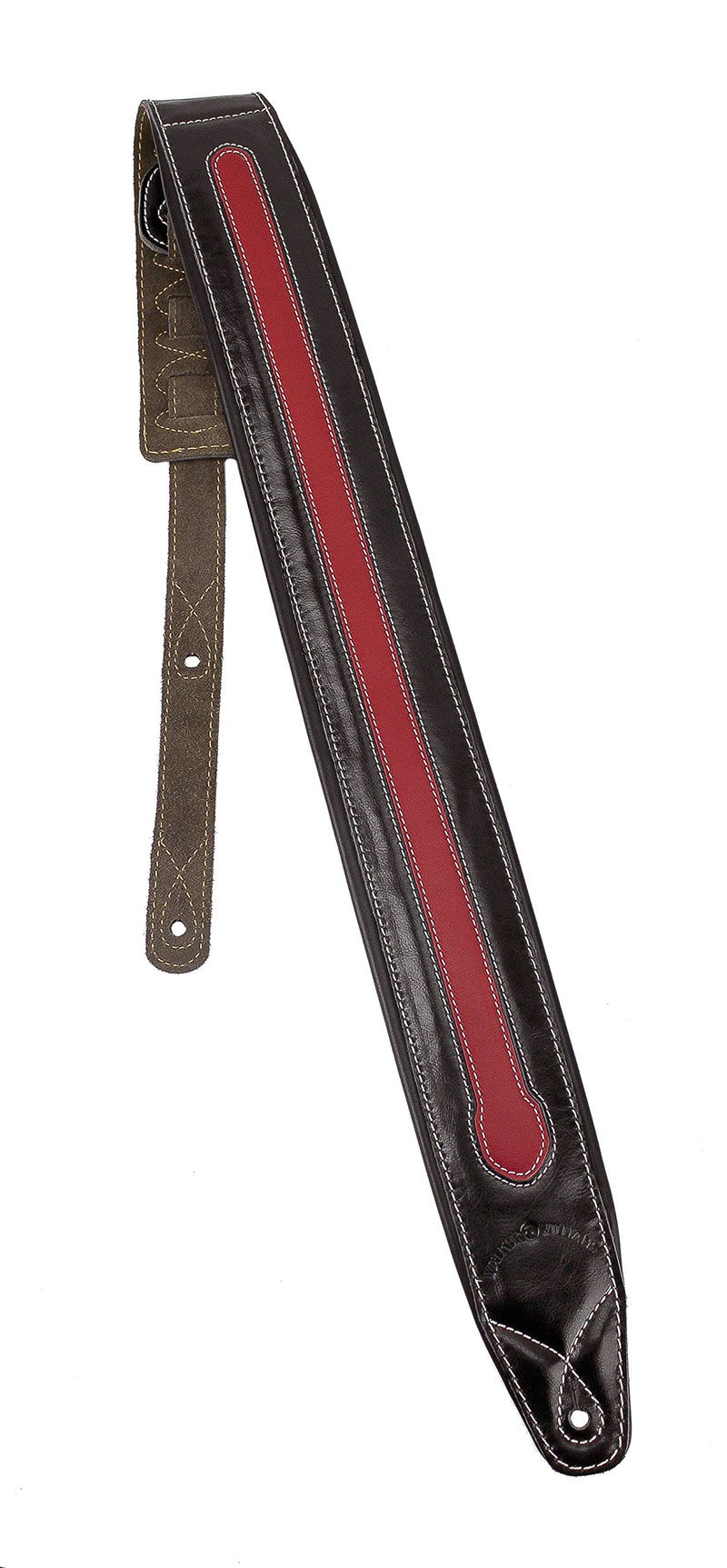 Walker & Williams C-34 Red and Black Super Premium Top Grain Leather Padded Strap 3 1/4" Wide