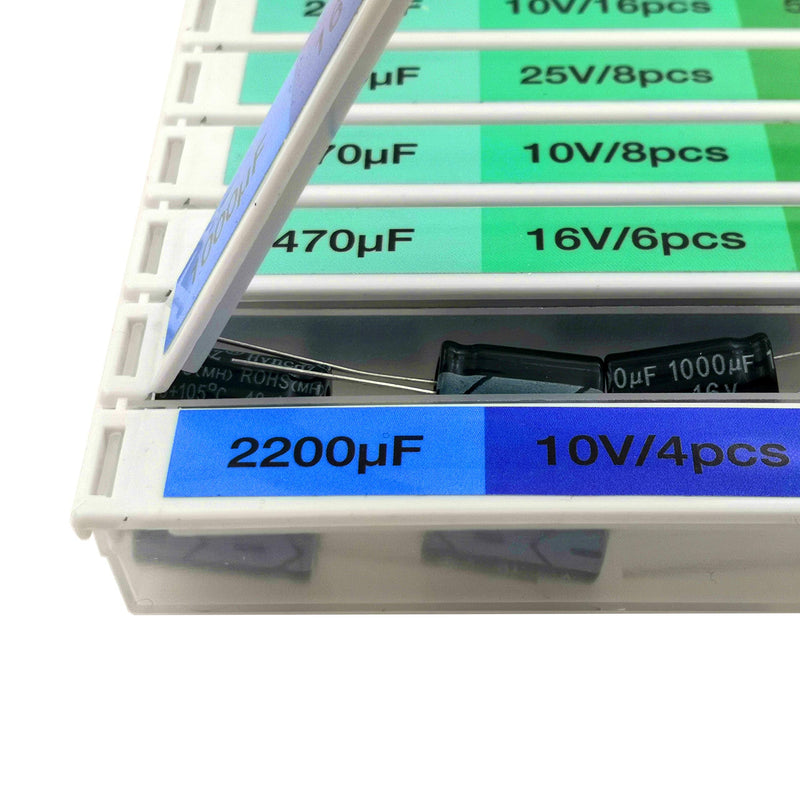 EEEEE 0.1uF－2200uF capacitors 20 Value 304pcs Individual Box Lid Electrolytic Capacitor Assortment kit for Industrial Electrical and arduino