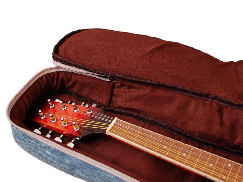 [AUSTRALIA] - MUSIC FIRST Original Design 15mm Thick Padded Vintage & Retro Jeans Cloth/Denim A & F Style (Standard) Mandolin Gig Bag (Soft Case) Soft Mandolin Case Fits for Most of A Mandolin 