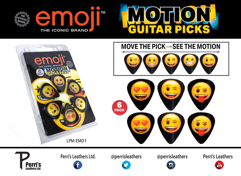 Perri's Leathers Ltd. LPM-EMO1 - Motion Guitar Picks - emoji - Good Vibes - Official Licensed Product - 6 Pack - MADE in CANADA.