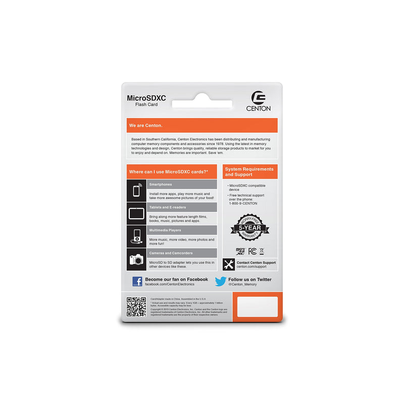 Centon Electronics MP Essential 64GB Class 10 Micro SDXC Card (S1-MSDXC10-64G) S1-MSDXC10-64G