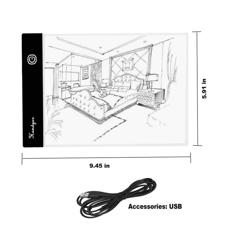 Hundyer A5 Three-Level Dimming LED Light Pad for Diamond Painting Writing Painting Dimmable Tracing Board Copy for Kids Gifts