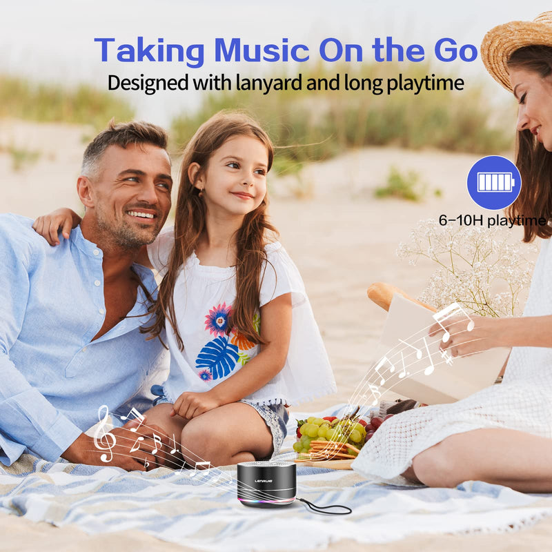 LENRUE Portable Bluetooth Speakers,Wireless Speaker with Clear Sound, Long Playtime, Small Mini Metal Speaker,Christmas Birthday Gifts for Men, Women,Kids(Black) Black