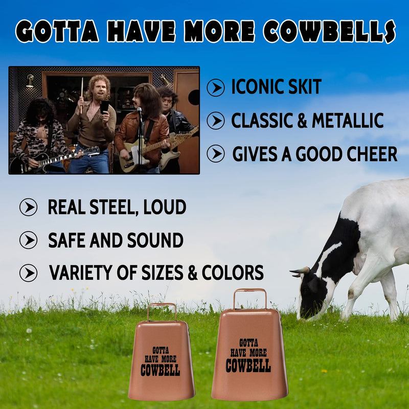 [AUSTRALIA] - Bevin Bells Gotta Have More COWBELL Kentucky Cow Bell | Made from High-Quality Metallic Copper | Loud Noise Makers w/ Handle | Cheer on or Wake up your Teenager | Made in USA (4K) More Cowbell - Large 