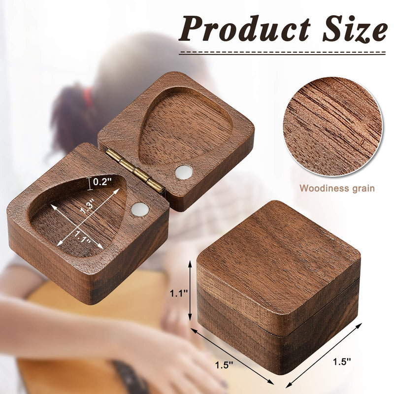 2 Pieces Guitar Pick Box Wooden Guitar Pick Storage Box Guitar Walnut Box for Guitar Music Instrument Accessory