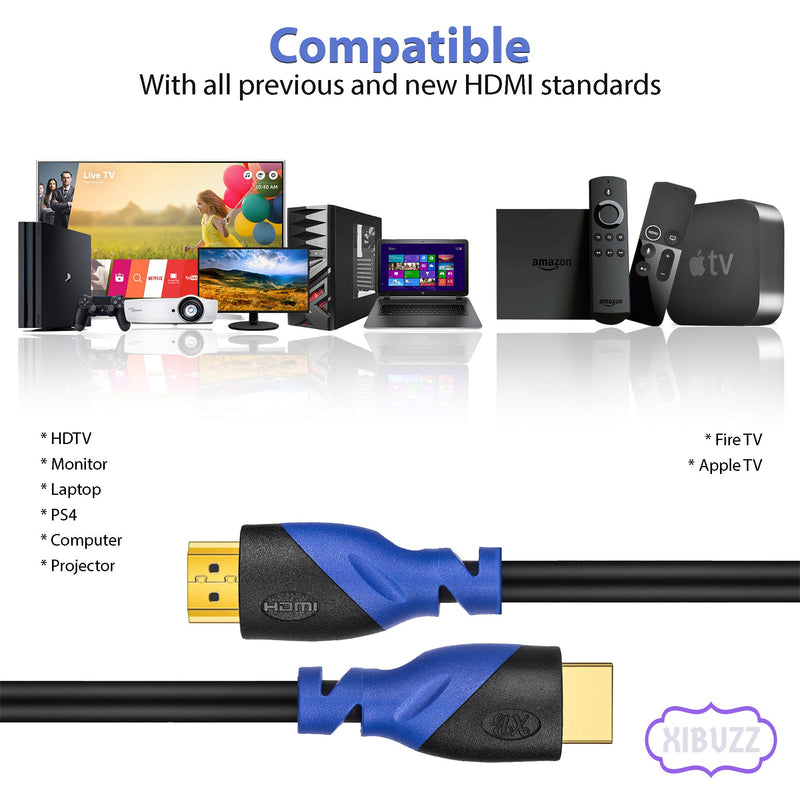 XIBUZZ 4K HDMI Cable 40ft, HDMI High-Speed 4k HDMI Cable TV Cable, HDMI Cable 40 Foot for 4K@60HZ,1080p UHD, FullHD, CL3 Rated, ARC, PS4, TV HDMI Cable, 40 HDMI Cable (40 feet)