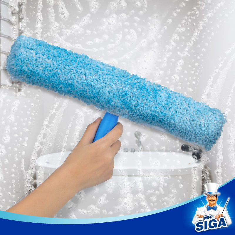 MR.SIGA Professional Window Cleaning Combo - Squeegee & Microfiber Window Scrubber, 14" 14-inch