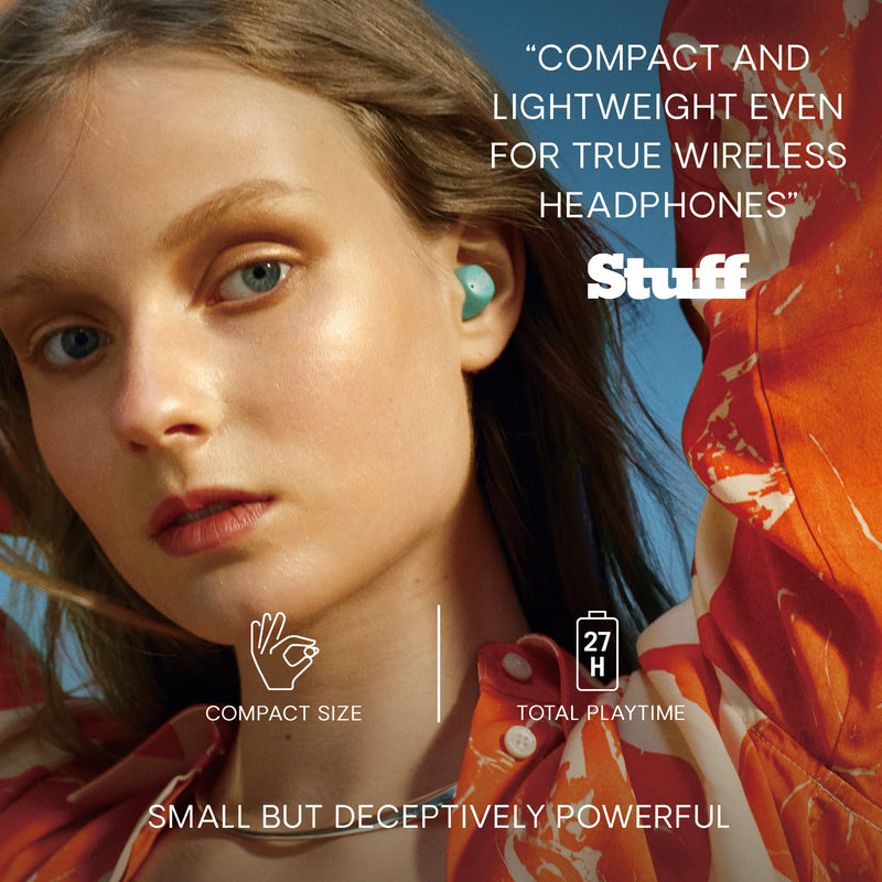 Urbanista Lisbon Wireless Earbuds, Bluetooth 5.2 Enhanced Small Headphones, Touch Controls, 27 Hr Playtime, USB C Fast Charging Case, IPX Sweatproof Headphones for Running, Sports, Mint Green