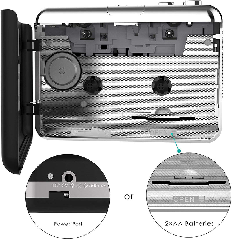 Portable Cassette Player,Digital Capture Cassette Tape to MP3 CD Converter Via USB,Compatible with Laptop and PC