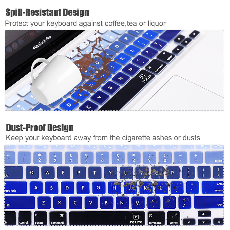 Keyboard Cover Compatible with MacBook Pro 13” 15” (2015 or Older Model) /MacBook Air 13 A1369 A1466 Keyboard (!!!Not Fit for 2016-2018 New MacBook Pro 13 15) US Layout -Ombre Blue