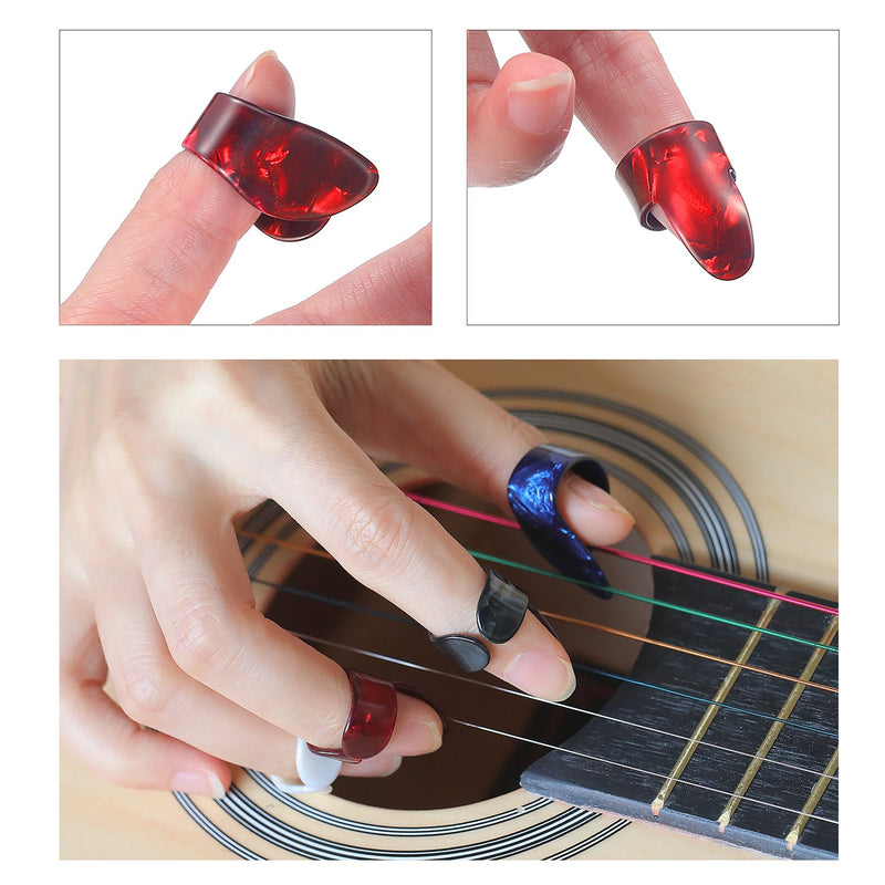 Jovitec Electric Acoustic Guitar Finger Picks Thumb Picks Set Thumb and Finger Picks Guitar Picks with Grid Case Storage Box