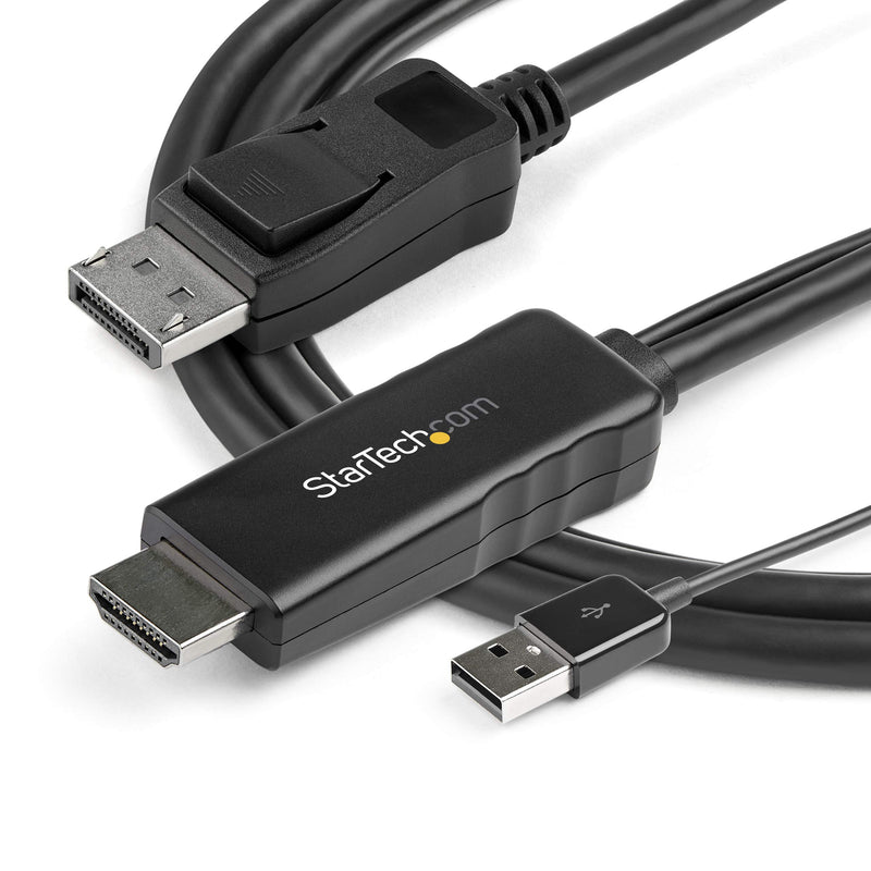 StarTech.com 6ft (2m) HDMI to DisplayPort Cable 4K 30Hz - Active HDMI 1.4 to DP 1.2 Adapter Converter Cable with Audio - USB Powered - Mac & Windows - HDMI Laptop to DP Monitor - Male/Male (HD2DPMM6)