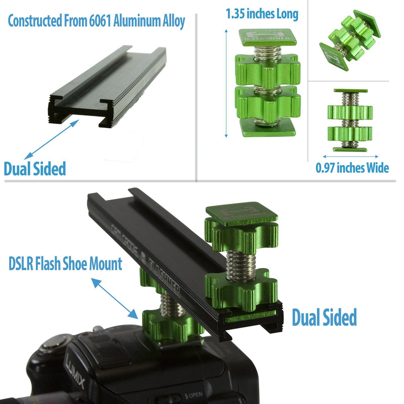 Cam Caddie 16-inch Cold / Hot Shoe Extension - Mount Multiple Accessories LED Lights Microphone + Monitors for Canon Nikon Panasonic Sony DSLR Mirrorless Video Camera (16 inch / 40.64 Centimeter) 16 Inch Black / Green