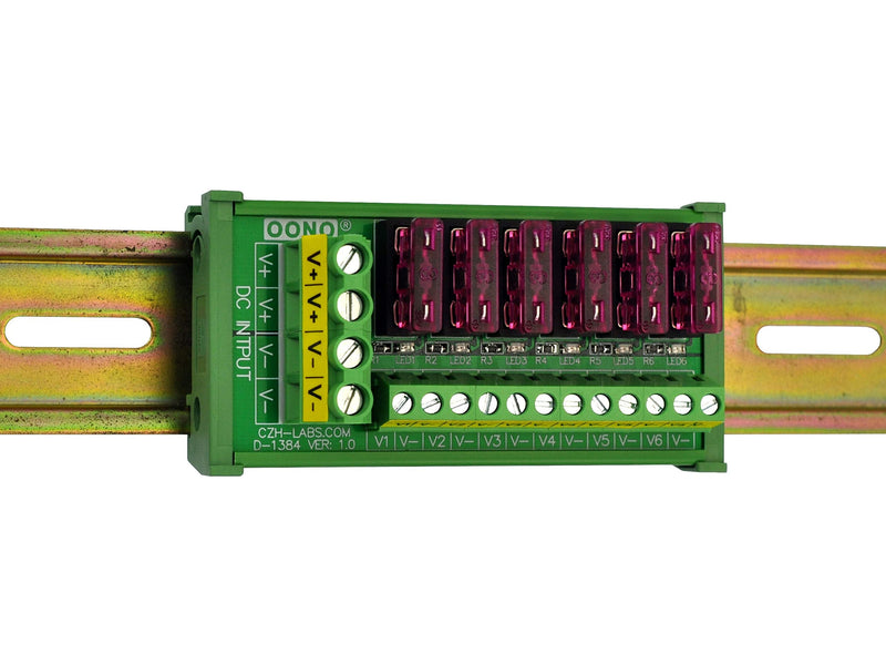 DC Power Fuse Distribution Strip Module (6 Position, DIN Rail Mount) 6 Position