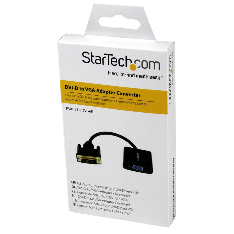 StarTech.com DVI-D to VGA Active Adapter Converter Cable - 1080p - DVI to VGA Converter Box (DVI2VGAE), Black