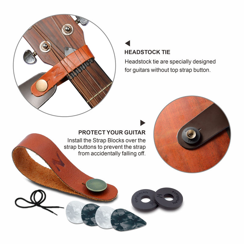 Guitar Strap, Vintage Embroidered Cotton Guitar Straps with Genuine Leather Ends for Bass, Electric & Acoustic Guitars, Come with Free Strap Button, 1 Pair Strap Locks and 4 Guitar Picks (Red Flower) A# - Woodstock Red