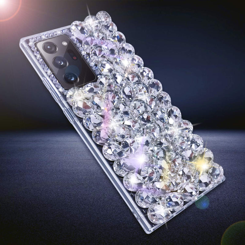 Bonitec for Samsung Galaxy Note 20 Ultra 5G Case 3D Glitter Sparkle Bling Case Luxury Shiny Crystal Rhinestone Diamond Bumper Clear Gems Protective Case Cover