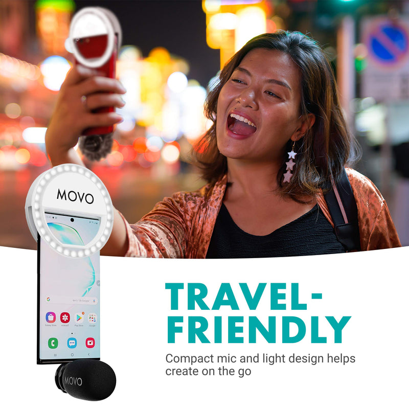 Movo Smartphone Video Kit with USB-C Microphone and LED Ring Light Compatible with Samsung Galaxy, LG, HTC Google, and Other USB-C Smartphones