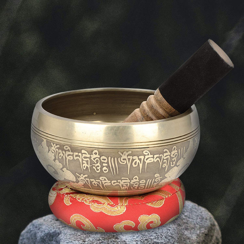 [AUSTRALIA] - Tibetan Singing Bowl Set, 4.5” Singing Bowl Tibetan Meditation Sound Bowl Set With Dual Surface Mallet and Silk Cushion,Promotes Peace, Chakra Healing & Mindfulness 4.5" 