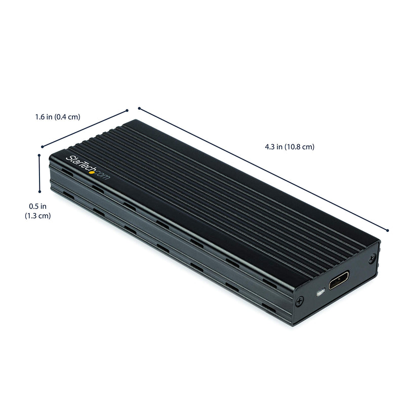 StarTech.com USB-C 10Gbps to M.2 NVMe SSD Enclosure - Portable External M.2 NGFF PCIe Aluminum Case - 1GB/s Read/Write - Supports 2230, 2242, 2260, 2280 - TB3 Compatible - Mac & PC (M2E1BMU31C) Basic