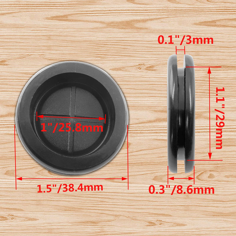 [AUSTRALIA] - Zorveiio 1" ID 1-1/4" Drill Hole Rubber Hole Grommet with Box Knife, Rubber Hole Plugs Rubber Grommets Firewall Grommet Kit Wire Protection - 20 Pcs, Black 