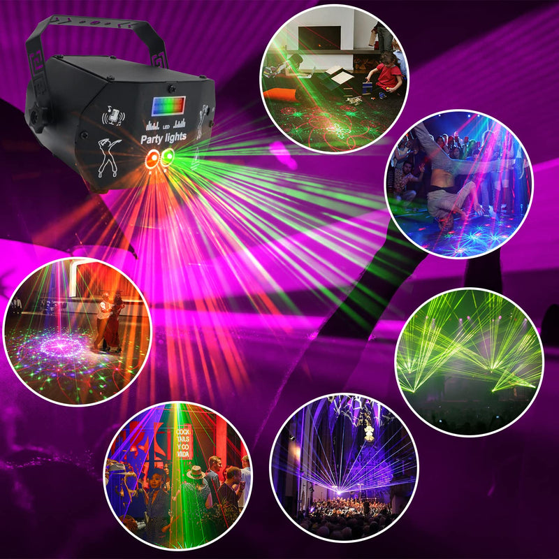 AMKI DJ Disco Light Party Lights, Mini 3 in 1 Strobe Light Sound Actived with Remote Control, RGB LED Pattern Stage Light by USB Powered for Light Show KTV Karaoke Xmas Club Bar Home Dancing