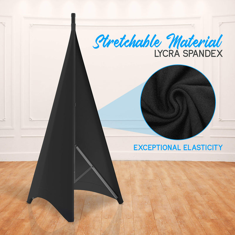 Pyle Universal Lighting Tripod Stand Scrim - Double Sided DJ Speaker / Light Stand Skirt Cover w/ Velcro Straps, Bag, Made from Stretchable Lycra Spandex, Fit Stands Up to 75” x 43” - PSCRIM2B (Black) Black 2-Sided