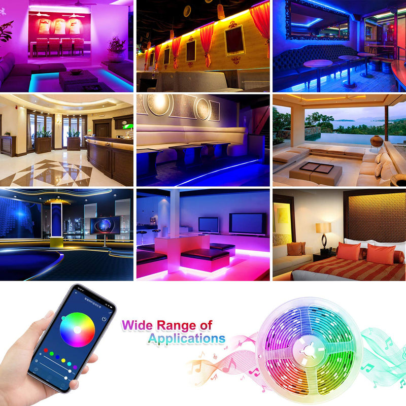[AUSTRALIA] - 32.8FT WiFi 5050 RGB LED Christmas Strip Lights for Bedroom - Used for Alexa and Google Home/App Controlled LED Rope Lights/Sensitive Built-in Mic/16 Million Colors/40 Key Remote for Party, Holiday 