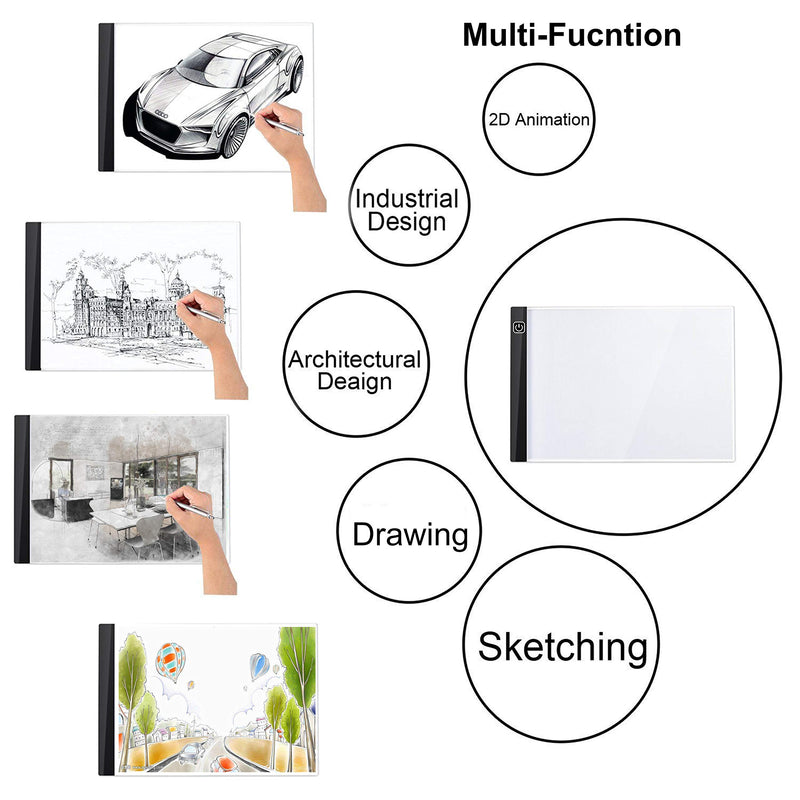 A4 Ultra-Thin Portable LED Light Box Tracer USB Power Cable Dimmable Brightness Artcraft Tracing Light Pad Light Box w 5D Diamond Painting Tool（141 Piece) Set