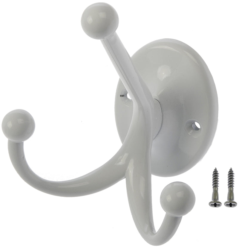 Dorman Hardware 4-1746 One Coat Hook Traditional Triple, White