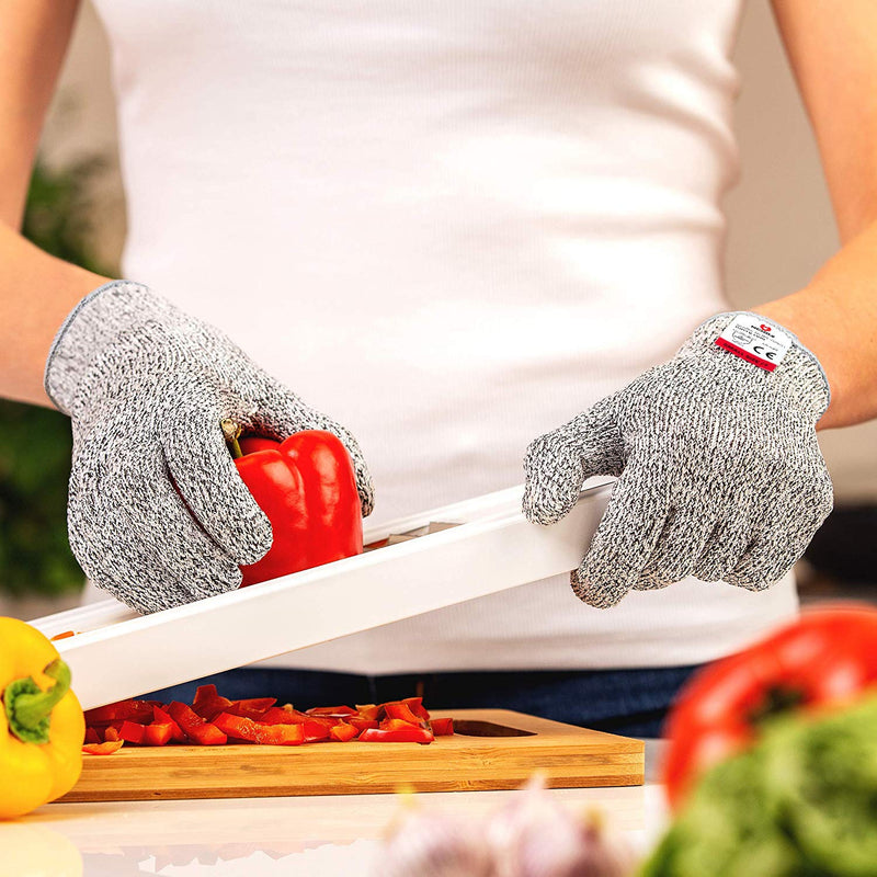 NoCry Cut Resistant Gloves - Ambidextrous, Food Grade, High Performance Level 5 Protection Medium Original