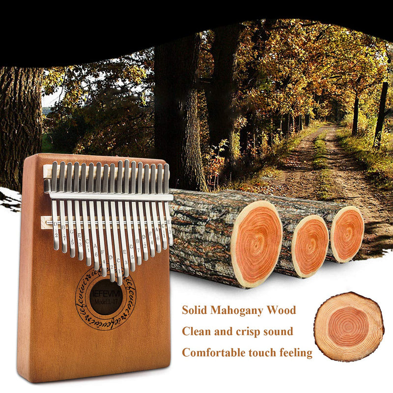 IEFEVIVI Kalimba 17 Key Thumb Piano - Thumb Pianos 17 Keys Mbira Kalimbas Made by Solid Mahogany with Tuning Hammer, Portable Thumb Piano Kalimba for Kids Beginners