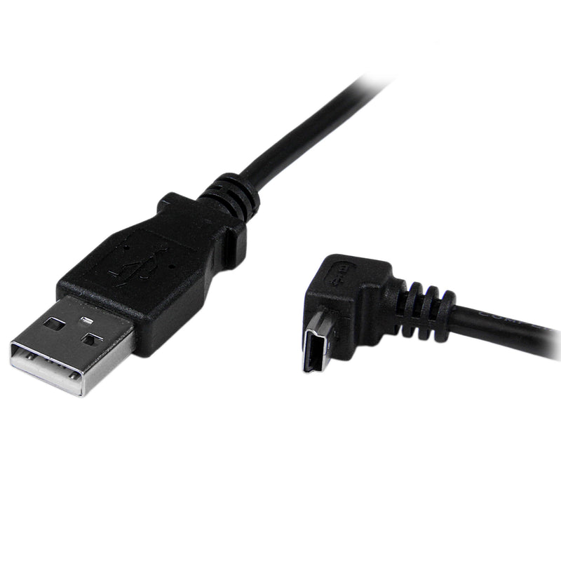 StarTech.com Down Angle Mini USB Cable - 2m - Black - USB A to Mini USB B - USB to Mini USB Cable - Mini USB Charger - USB A to Mini B (USBAMB2MD) 6 ft / 2m